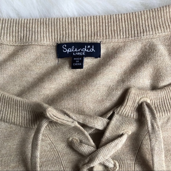 Splendid Lakewood Cashmere Blend Lace Up Luxury Loungewear Sweater - Picture 6 of 7